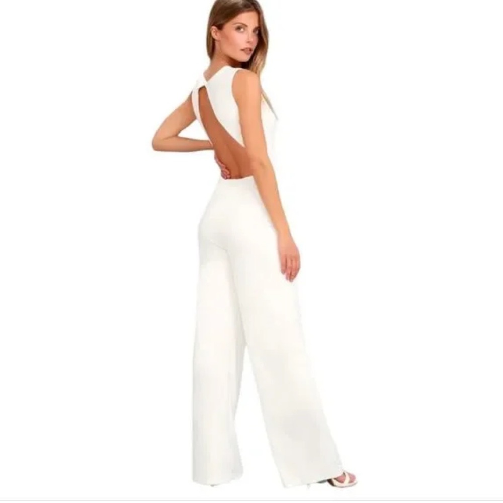 Lulu's Refine and Poise Backless Wide-Leg Jumpsuit